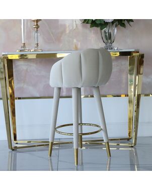 Upholstered glamor stool for dining room,  beige gold DIANA OUTLET