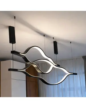 Nowoczesny żyrandol designerska lampa wisząca czarna nad stół w formie fali WAVE