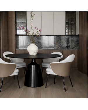 Nowoczesny stół okrągły z blatem z czarnego marmuru OSLO