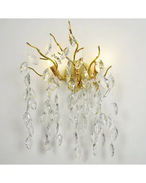 Kinkiet złoty kryształowy glamour nowoczesny, lampa ścienna QUEEN