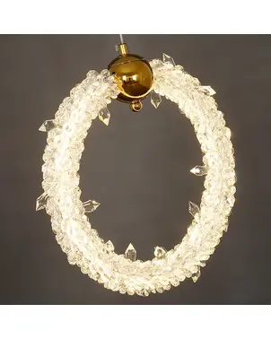 Pojedyncza lampa wisząca, kryształowy zwis złoty glamour do sypialni, łazienki ICE XS