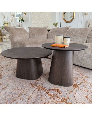 Modern Round Wooden Coffee Table Set of 2 MODENA