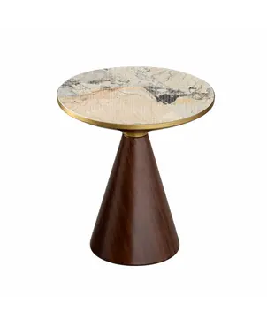 Stolik  kawowy nowoczesny okrągły drewniany z blatem kamiennym Patagonia ROBIN S