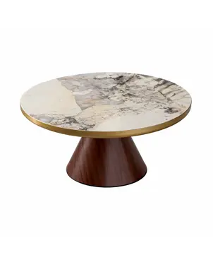 Nowoczesny stolik kawowy drewniany z blatem Patagonia  szczotkowane złoto ROBIN L