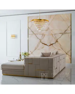 Ekskluzywny złoty narożnik beżowy prawostronny EMPORIO OUTLET