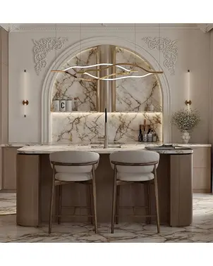 Hoker designerski drewniany nowoczesny do wyspy minimalistyczne krzesło barowe OLIVIA