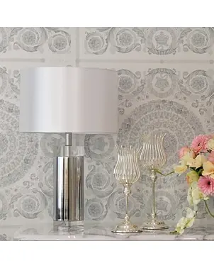 Lampa stołowa glamour, luksusowa stalowa, duża, nowoczesna, srebrna SOFIA OUTLET