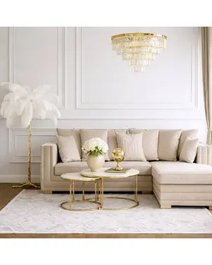 Aksamitny narożnik złoty, srebrny z funkcją spania nowoczesna kanapa narożna NERO