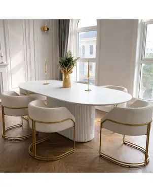 Stół glamour rozkładany, biały, drewniany, połysk, lakierowany, klasyczny do jadalni nowojorski PALERMO