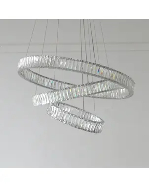 Żyrandol kryształowy srebrny nowoczesny ring 80 60 40 cm CRYSTAL XL