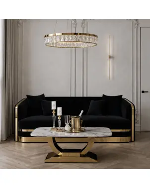 Ekskluzywna sofa czarna 3 osobowa złota kanapa glamour MADONNA