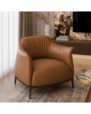 Designerski nowoczesny fotel luksusowy do salonu do gabinetu z podnóżkiem MODERN