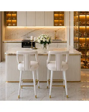 Luxurious dining stool glamour, beige, white PALACE