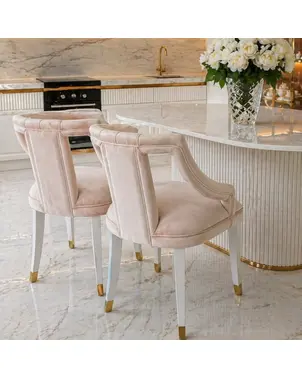 Exclusive glamorous dining chair, beige, white PALACE