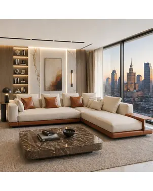 Corner sofa with shelf, modern corner sofa, for the living room, MONTENAPOLEONE