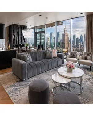 Nowoczesna sofa szara aksamitna 3-osobowa ze srebrnymi nogami LONDON