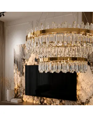 Żyrandol kryształowy złoty dwupoziomowy nowoczesny glamour BULGARI XL