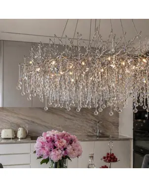 Glamor chandelier RAIN L 110 cm, designer, exclusive in a modern style, silver