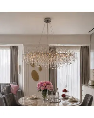 Glamor chandelier RAIN L 110 cm, designer, exclusive in a modern style, silver