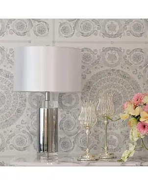 Silver marble table lamp SOFIA on a pillar