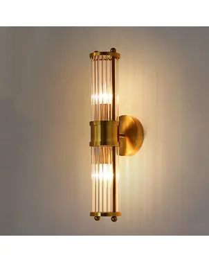 Kinkiet kryształowy, złoty, glamour, podłużny, designerska lampa ścienna RONALD