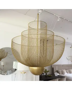 Designerska lampa wisząca złota nowoczesny złoty żyrandol FLORENCJA