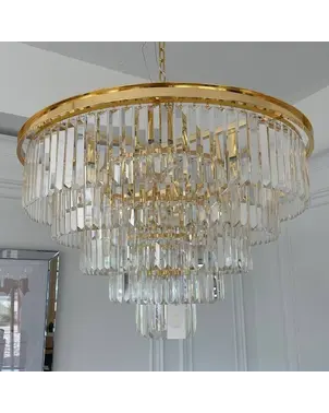 Luksusowy żyrandol GLAMOUR XL złoty - lampa wisząca kryształowa okrągła Ø100cm