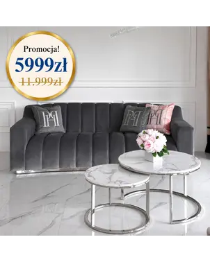 sofa nowoczesna szara srebrna tapicerowana w promocji London od Primavera Home