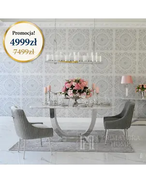 stół srebrny z marmurowym baltem Art Deco od Primavera Home