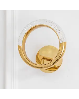 Kinkiet Złoty Okrągły Kryształowy Glamour Round – lampa ścienna