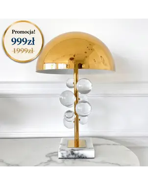 lampa stołowa złota z ozdobnymi kulami w promocji Azurra