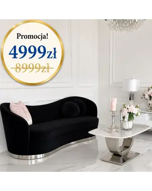 sofa nowoczesna czarna srebrna aksamitna w promocji Donna od Primavera Home