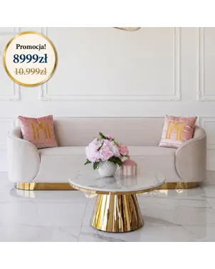 sofa beżowa z elementami złotymi do salonu w promoocji Florence