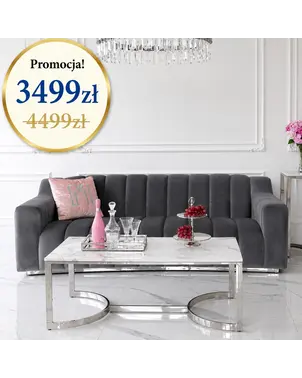 stolik kawowy srebrny z marmurowym blatem do salonu LOLA w promocji od Primavera Home