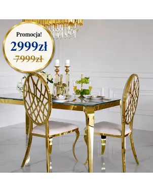 Stół złoty ze szklanym blatem nowoczesny w promocji Elite od Primavera Home