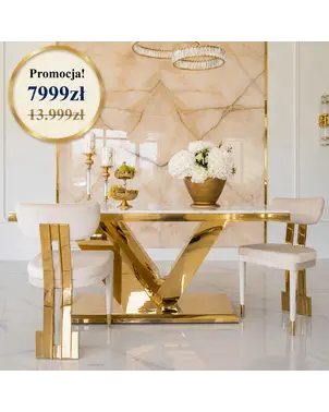 stół złoty z marmurowym blatem LV Collection od Primavera Home