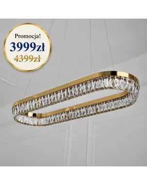 Żyrandol złoty owalny kryształowy w promocji od Primavera Home