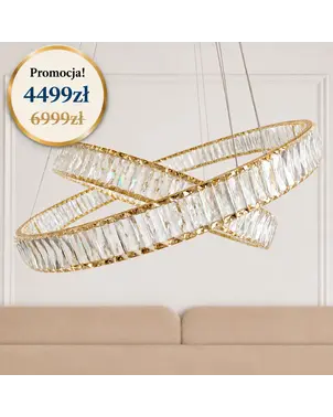 Żyrandol kryształowy złoty 2 okręgi nowoczesny w promocji od Primavera Home