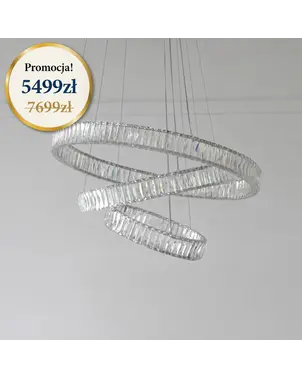 Żyrandol kryształowy 3 ringi srebrny Crystal XL w promocji od Primavera Home