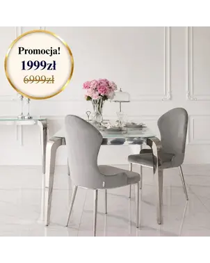 Luksusowe wnętrze z designerskim stołem ze szklanym blatem. Projekt Primavera Home.