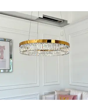 żyrandol nowoczesny kryszatałowy złoty Diamond M od Primavera Home
