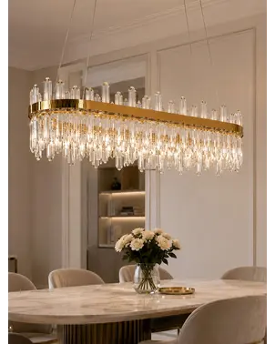 nowoczesny złoty żyrandol kryształowy 100 cm owalny Bulgari od Primavera Home