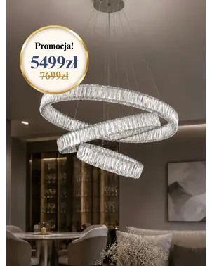 Bliskie ujęcie detali wykończenia, podkreślające luksusowy charakter. Żyrandol od Primavera Home.