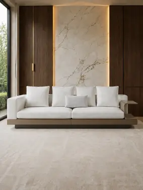 Nowoczesna sofa do salonu luksusowa 3 osobowa NAPOLEONE w zbliżeniu, ukazująca tkaninę tapicerską. Meble na zamówienie od Primavera Home.