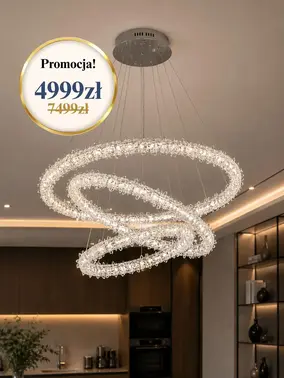 Żyrandol ICE XL Srebrny pokazany z boku. Ekskluzywna ekspozycja w salonie od Primavera Home.