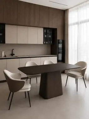 Nowoczesny Stół Rozkładany Modena – Drewniany na Jednej Nodze w ekspozycji w showroomie. Meble na zamówienie od Primavera Home.