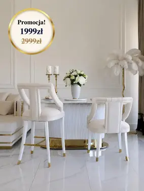 Hoker Glamour PALACE Beżowy Biały przedstawiony z boku w eleganckim wnętrzu. Meble na zamówienie od Primavera Home.
