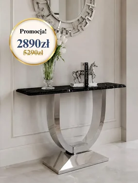 Konsola w stylu nowoczesnym glamour z białym marmurowym blatem srebrna ART DECO w zbliżeniu, ukazująca fakturę blatu. Meble na zamówienie od Primavera Home.