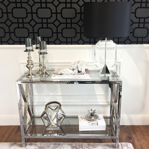 Glamour console stainless steel silver glass EMPIRE 