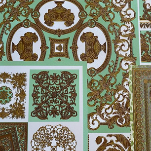 Luxury wallpaper Versace Découpage squares green-gold 